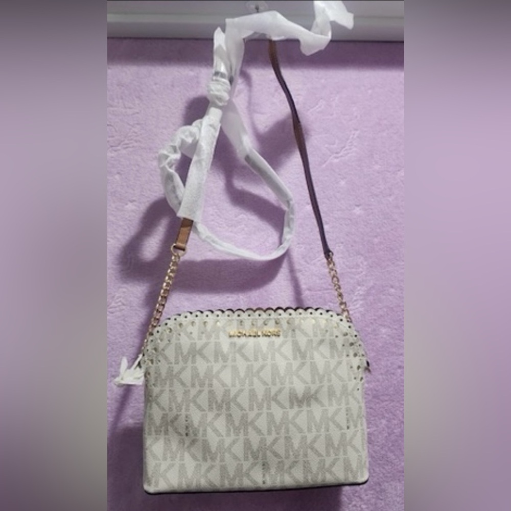 Michael Kors Beige and Gold Crossbody Bag